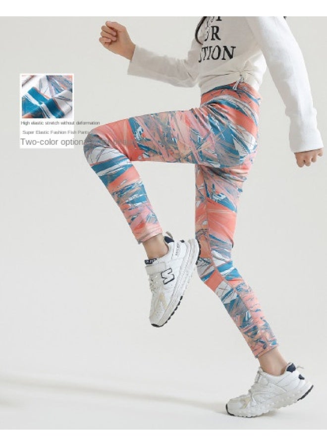 Badibadi Girls' Shark Pants Summer Thin Stylish Outerwear Leggings Children's Barbie Yoga Ice Silk Pants Loose And Comfortable - Image 1