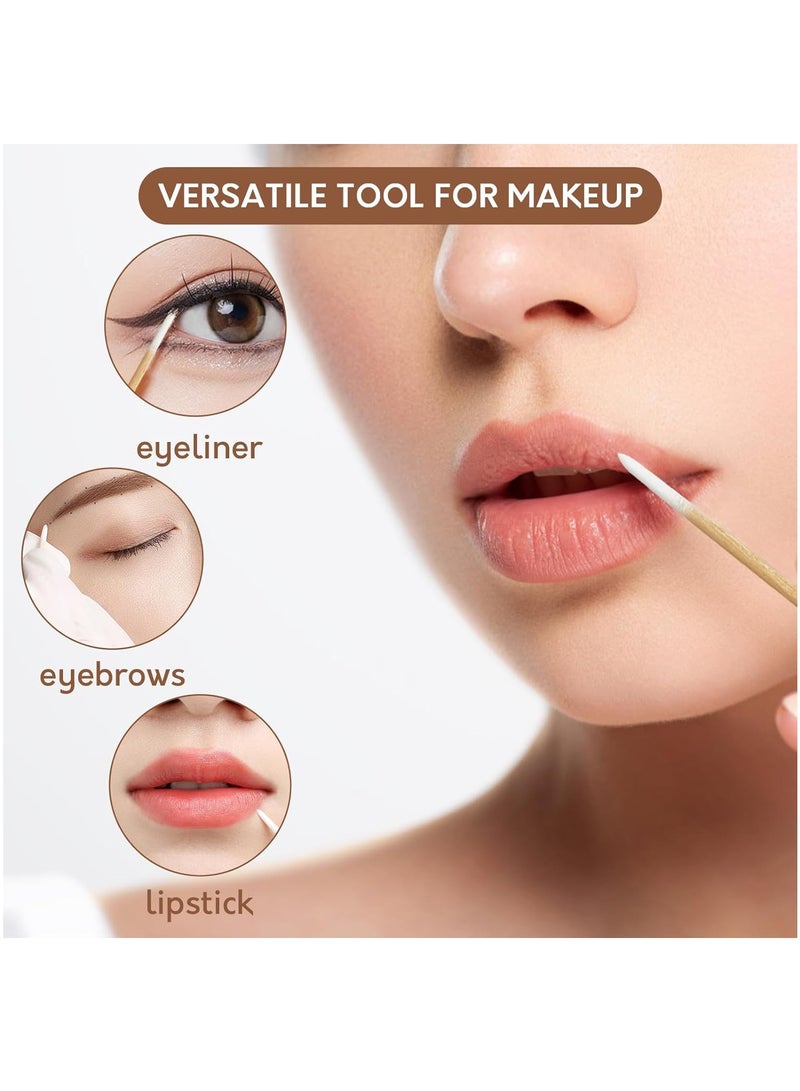 GUDOO 200 قطعة من أعواد القطن المدببة - أعواد قطن ذات طرف دقيق مع أعواد خشبية - أعواد قطن لميكروبليدنج 4 بوصة - أعواد قطن للمكياج، إمدادات الوشم الدائم - Image 4