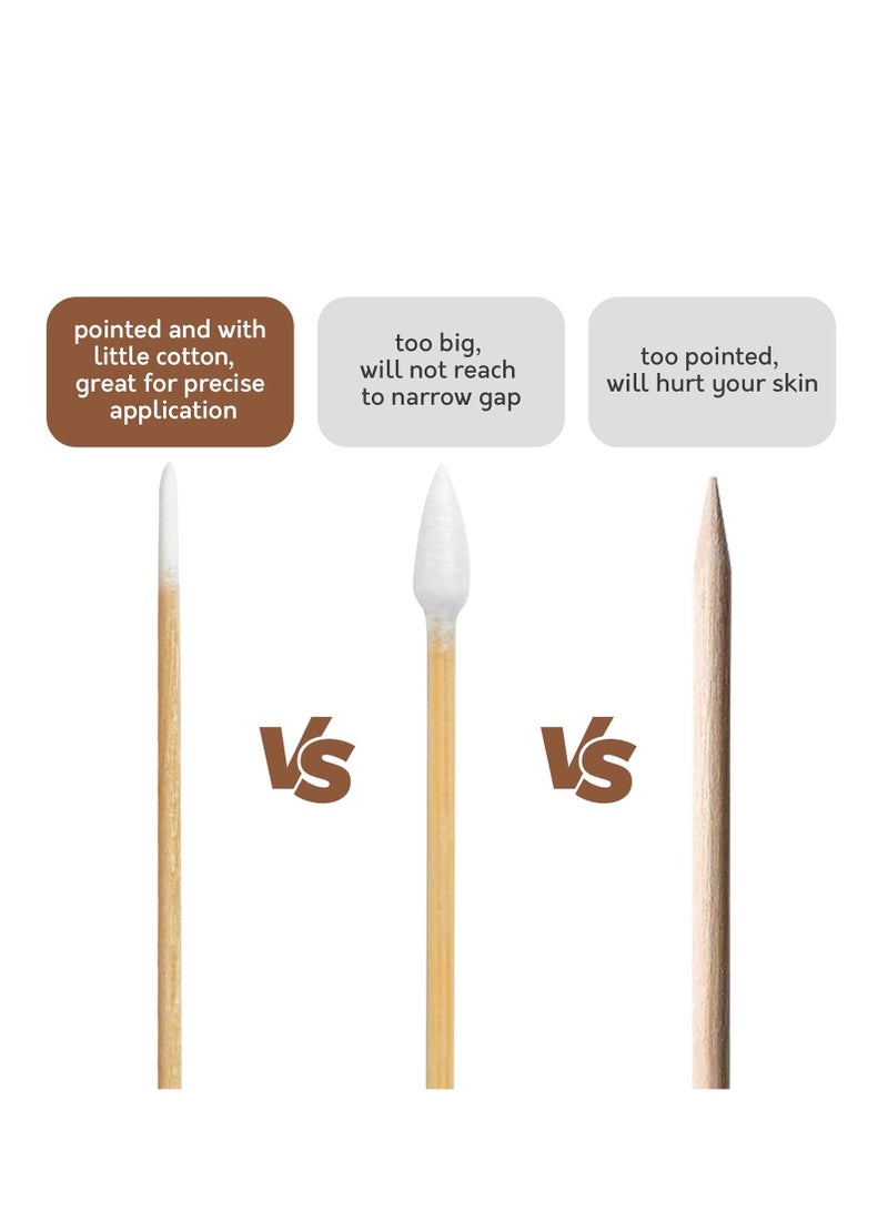 GUDOO 200 قطعة من أعواد القطن المدببة - أعواد قطن ذات طرف دقيق مع أعواد خشبية - أعواد قطن لميكروبليدنج 4 بوصة - أعواد قطن للمكياج، إمدادات الوشم الدائم - Image 2