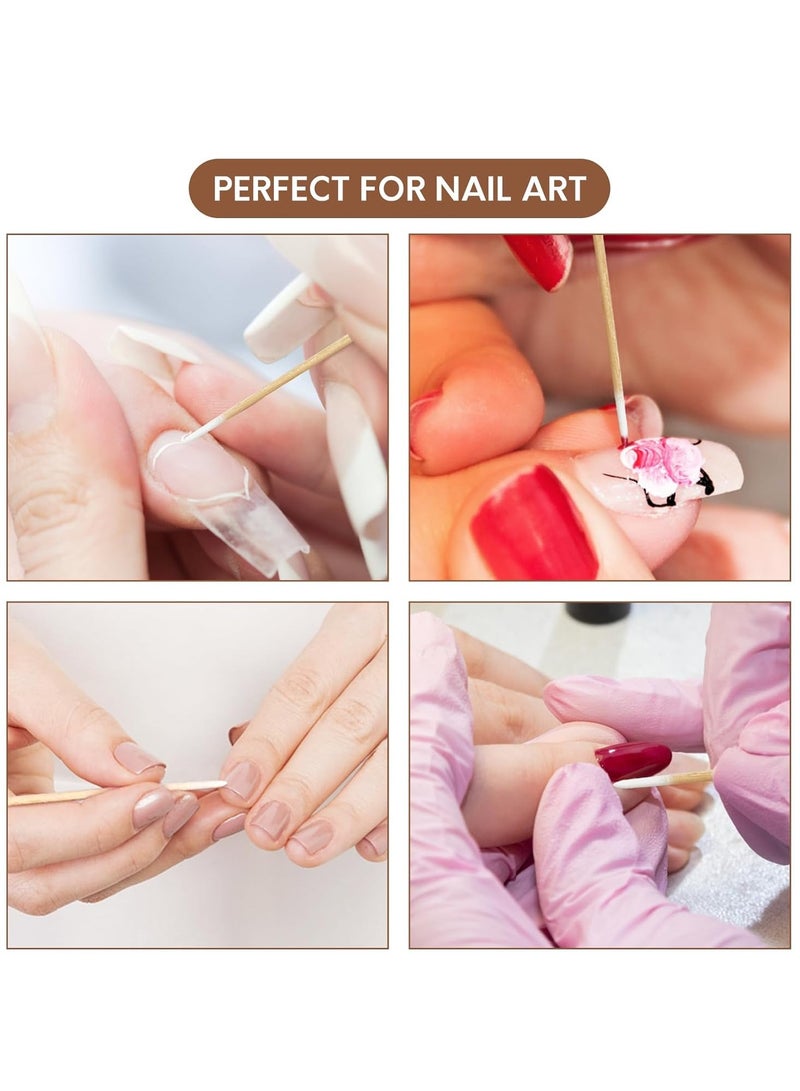 GUDOO 200 قطعة من أعواد القطن المدببة - أعواد قطن ذات طرف دقيق مع أعواد خشبية - أعواد قطن لميكروبليدنج 4 بوصة - أعواد قطن للمكياج، إمدادات الوشم الدائم - Image 3