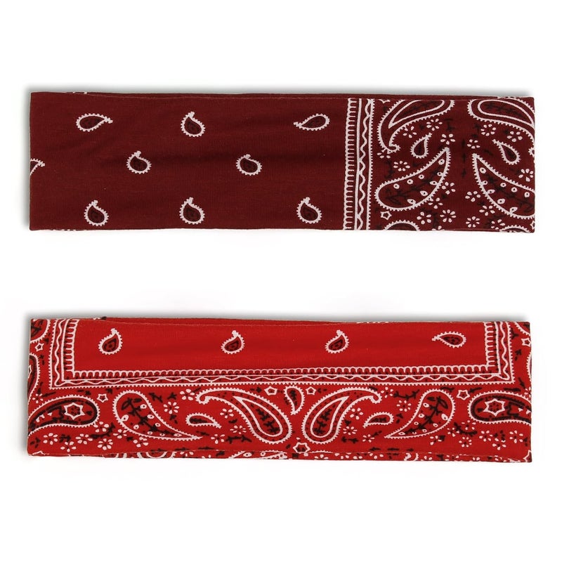 TERSE Paisely Headbands for Women Short Hair Bandana Headbands Non Slip Elastic Sweat Hairbands Soft Fabric Workout Yoga Running Sport Thin Hair Wrap for Girls - Image 3