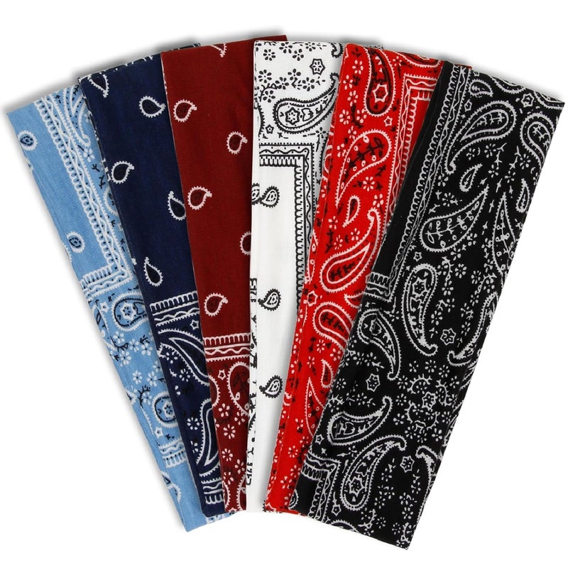 TERSE Paisely Headbands for Women Short Hair Bandana Headbands Non Slip Elastic Sweat Hairbands Soft Fabric Workout Yoga Running Sport Thin Hair Wrap for Girls - Image 1