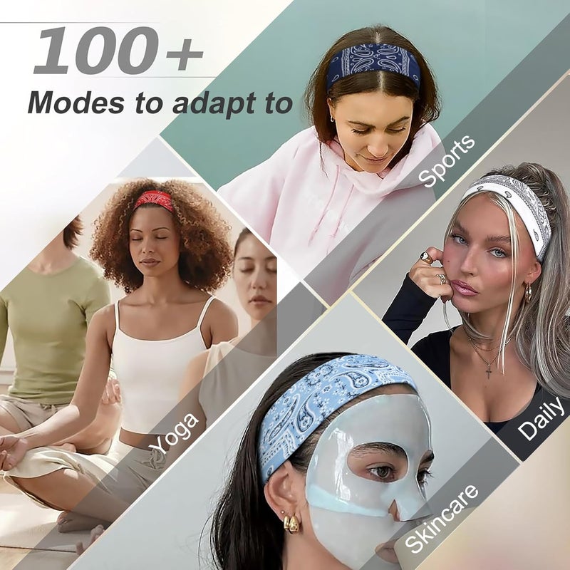 TERSE Paisely Headbands for Women Short Hair Bandana Headbands Non Slip Elastic Sweat Hairbands Soft Fabric Workout Yoga Running Sport Thin Hair Wrap for Girls - Image 5