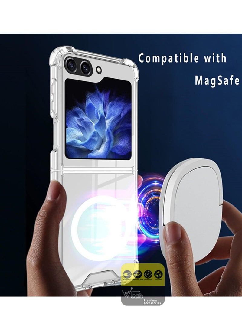 Wtech Magnetic Case Slim Transparent Flexible TPU Shockproof Magsafe Back Phone Case For Samsung Galaxy Z Flip5 5G 2023 Clear - Image 4