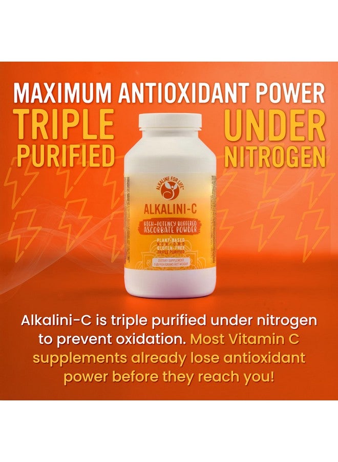 Alkaline for Life مكمل مسحوق فيتامين سي ألكاليني-سي، مسحوق فيتامين سي الطبيعي القوي L-أسكوربات 1500 ملغ، خالي من الذرة وغير معدل وراثيًا، فيتامين سي مدعوم بامتصاص معزز، شكل نقي 100%، مكمل دعم المناعة 16 أونصة - Image 4
