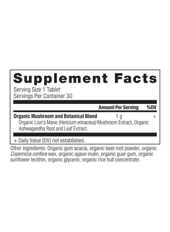 Ancient Nutrition - Organic Lion's Mane Mushroom Supplement with Ashwagandha, Organic Lion's Mane Supports Healthy Energy and Concentration, Reduces Fatigue, Gluten Free and Keto Friendly, 30 Tablets - Image 1