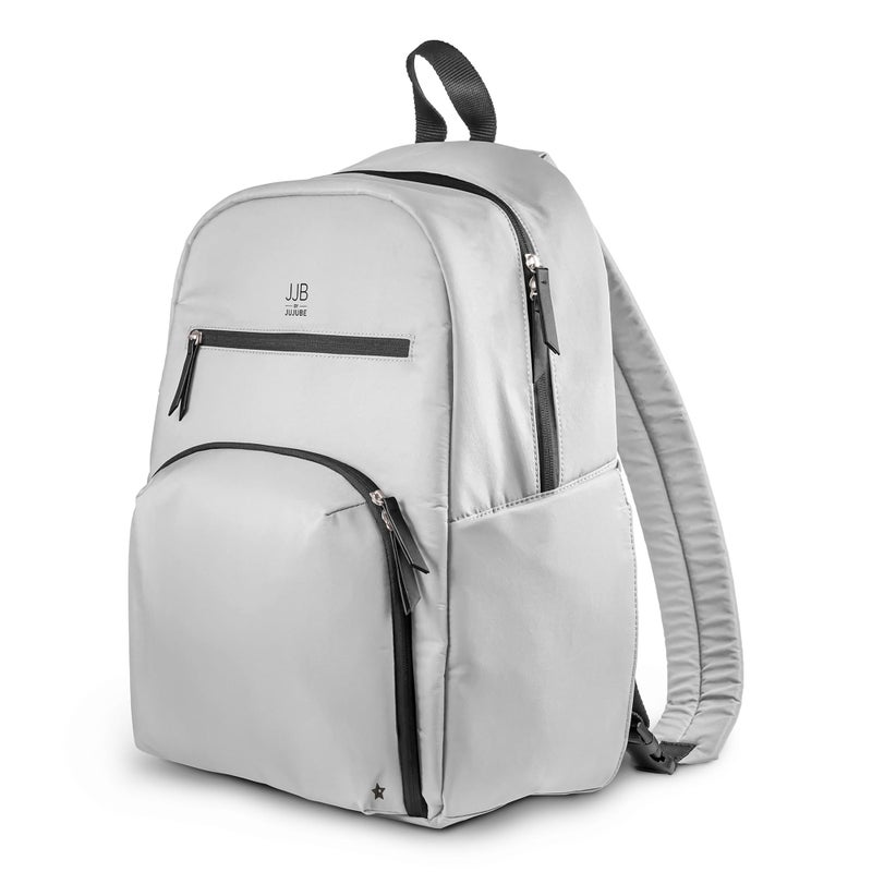 JuJuBe JJB by JuJuBe - New Deluxe Diaper Bag Backpack with Portable Changing Pad, Stroller Straps, Large Travel Backpack for Boy or Girl, Carrying Baby Bottles, Diapers, Pacifiers, Grey, Mother's Day Gift - Image 1