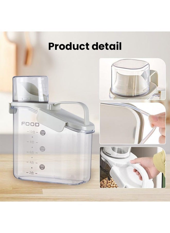 Hihonor Slim Rice Container Storage Tank, Dry Food Airtight Container kitchen Storage Containers, Airtight Food Storage with Pouring Spout for Oatmeal, Grain, Cereal, Pasta, Flour (White, 2800 ML) - Image 5