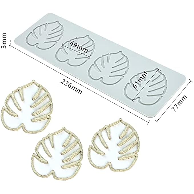 قوالب السيليكون أقراص سكرية الأوراق الاستوائية سيليكون بصمة حصيرة لصقة لصق الصمغ قالب للكيك كب كيك تزيين كعكة توبرز حلوى الكوكيز راتنج Sugarcraft A944X308X012 بوصة - Image 2