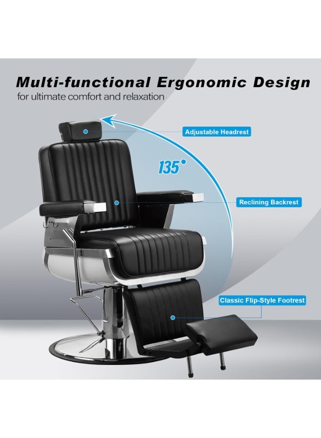 Meishida Premium Hydraulic Recline Barber Chair - Heavy-Duty Salon Styling Chair for Hair, Beauty, Professionals - Classic Salon Barber Cahir Furniture  - Image 4