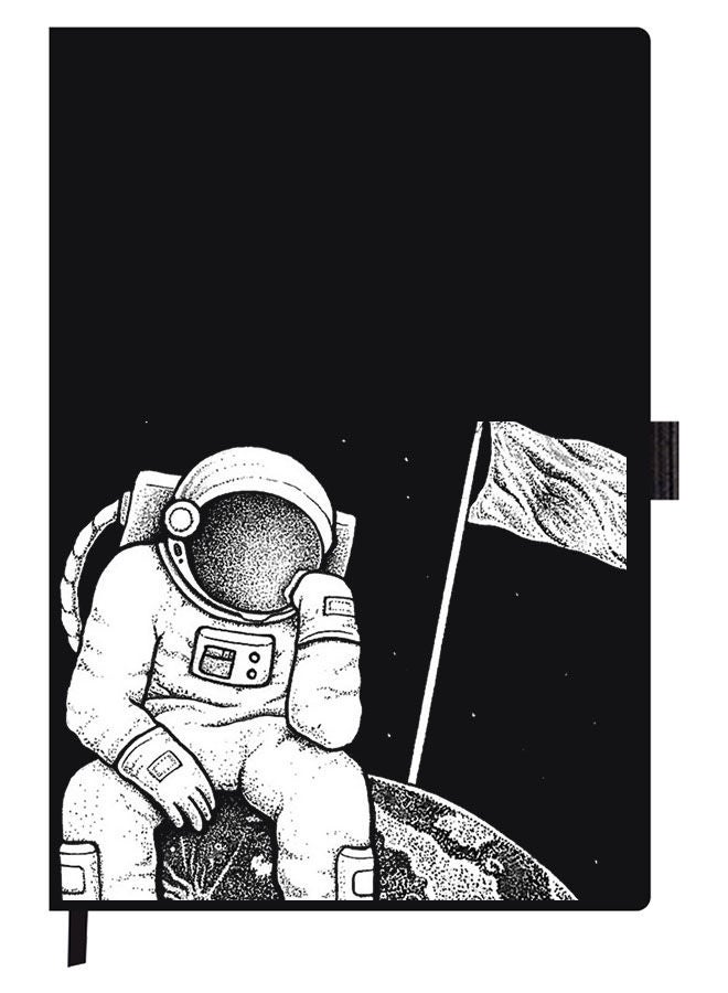 Theodor Designer A5 Thick Black Hardcover Notebook Astronaut - Image 1