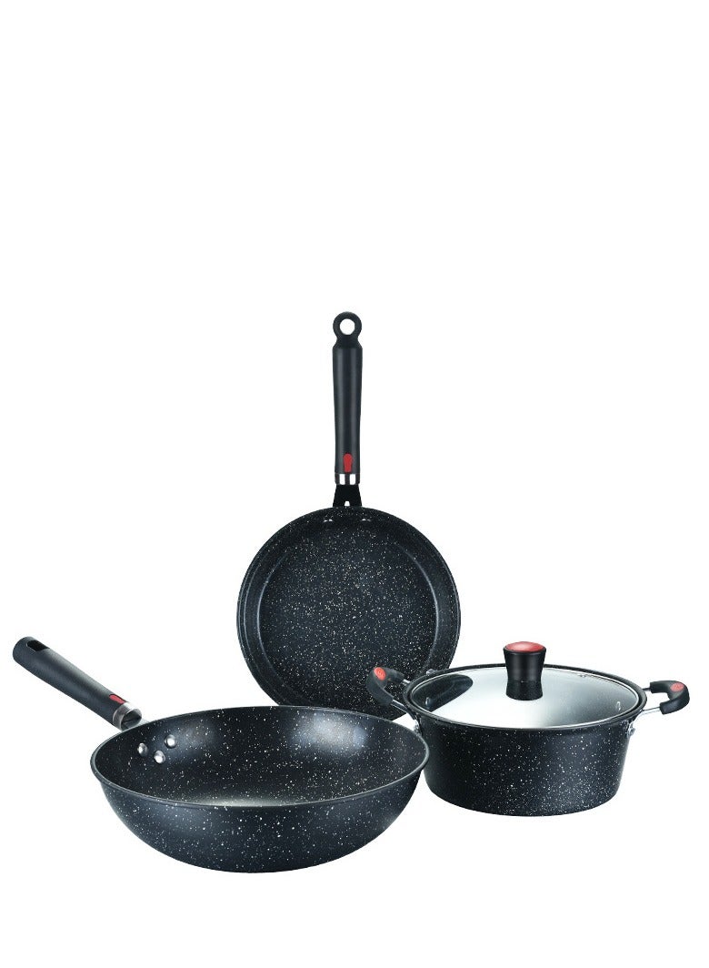 Cast iron cookware, wheat stone non-stick frying pan set, non-flammable non-stick frying pan, wok, frying pan, stockpot, anti-scald handle - Image 1