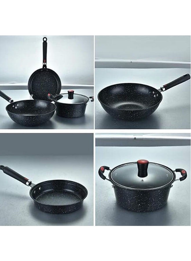 Cast iron cookware, wheat stone non-stick frying pan set, non-flammable non-stick frying pan, wok, frying pan, stockpot, anti-scald handle - Image 2