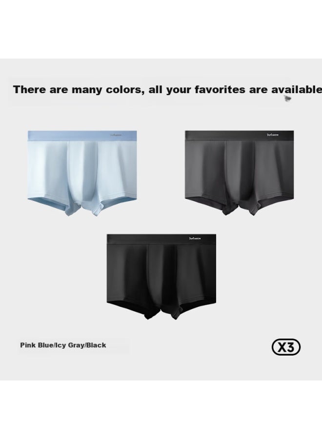 MIIOW Men's Underwear  New [10a Antibacterial] Mulberry Silk Boxer Briefs Comfortable 3-pack - Image 1