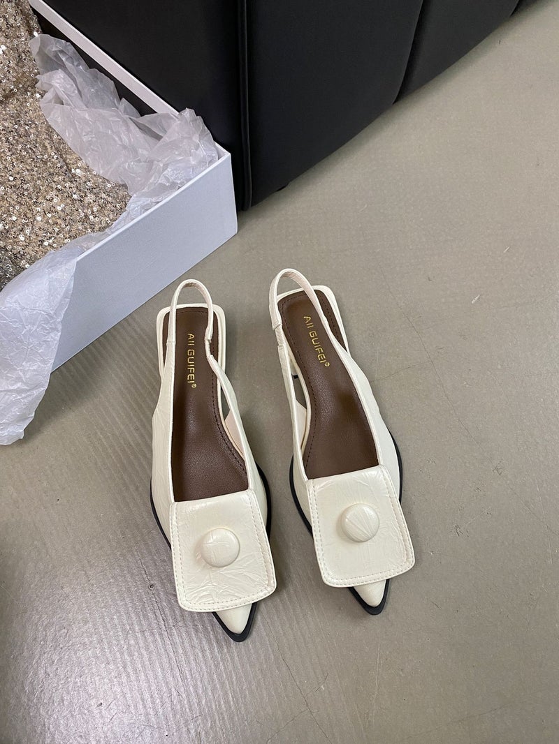 French Chunky Heeled Toe Sandals Fairy Shoes 2025 Pointed Retro Dress Evening Shoes - Image 1