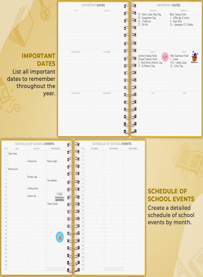 Clever Fox Teacher Planner Spiral - School Year Planner with Calendars & Lesson Plans - Teacher Plan Book for Classroom & Homeschool Organization - Undated, 7.9x10″ (Amber Yellow) - Image 3