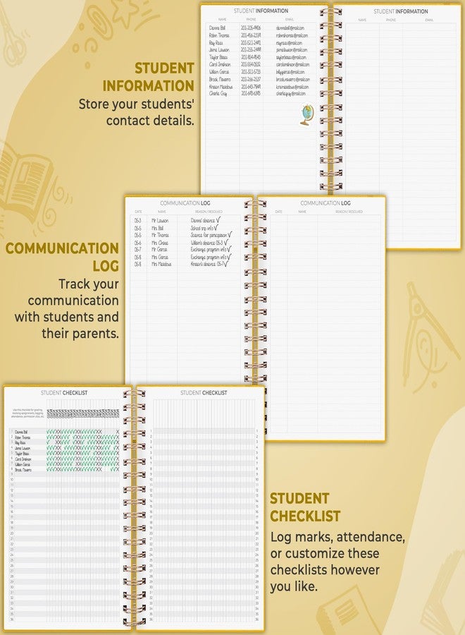 Clever Fox Teacher Planner Spiral - School Year Planner with Calendars & Lesson Plans - Teacher Plan Book for Classroom & Homeschool Organization - Undated, 7.9x10″ (Amber Yellow) - Image 4