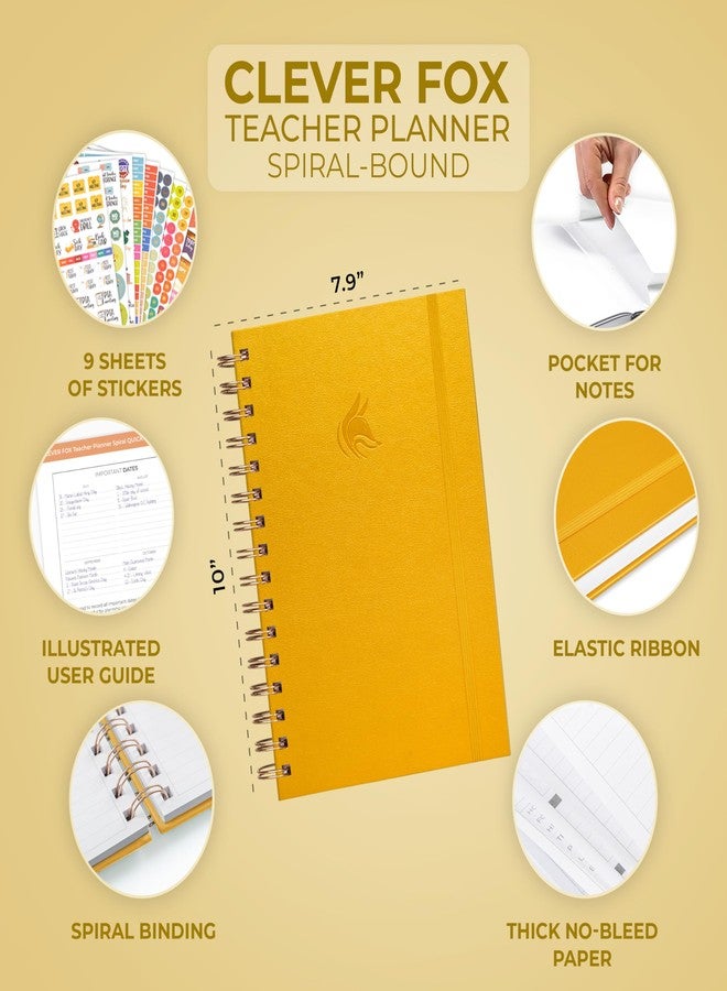 Clever Fox Teacher Planner Spiral - School Year Planner with Calendars & Lesson Plans - Teacher Plan Book for Classroom & Homeschool Organization - Undated, 7.9x10″ (Amber Yellow) - Image 2