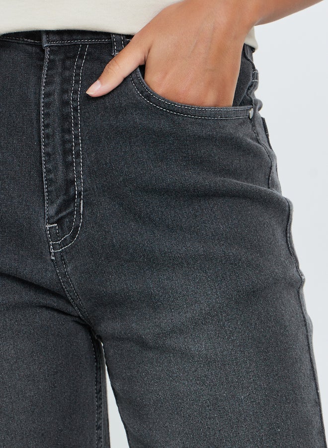 Styli Charcoal Straight Leg Low Fade Jeans - Image 3