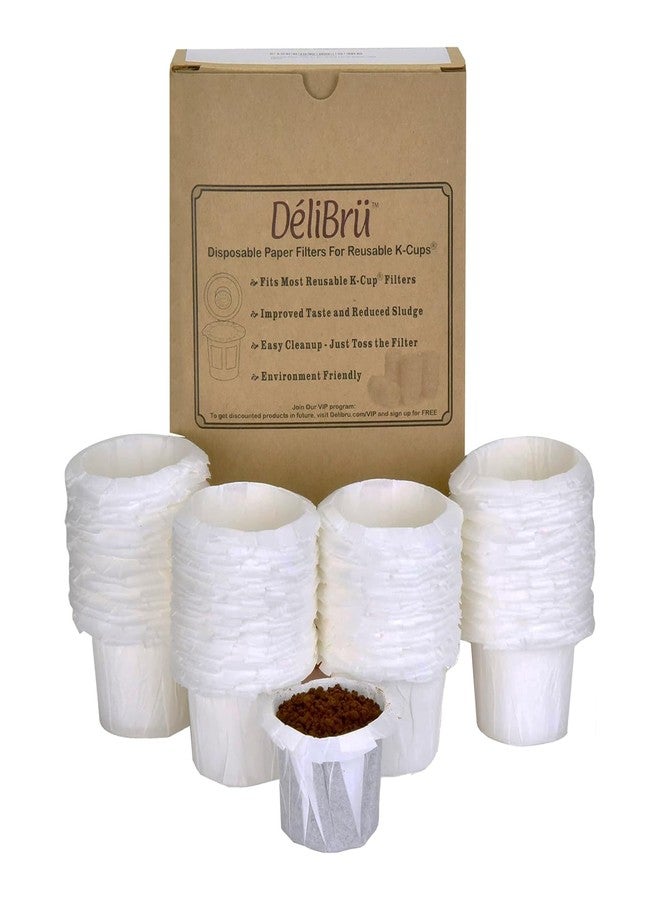 Delibru K Cup Disposable Paper Filters 300 Pack Fits With All Reusable Coffee Pods - Compostable and Disposable Coffee Filters for Keurig Single Cup - Image 1