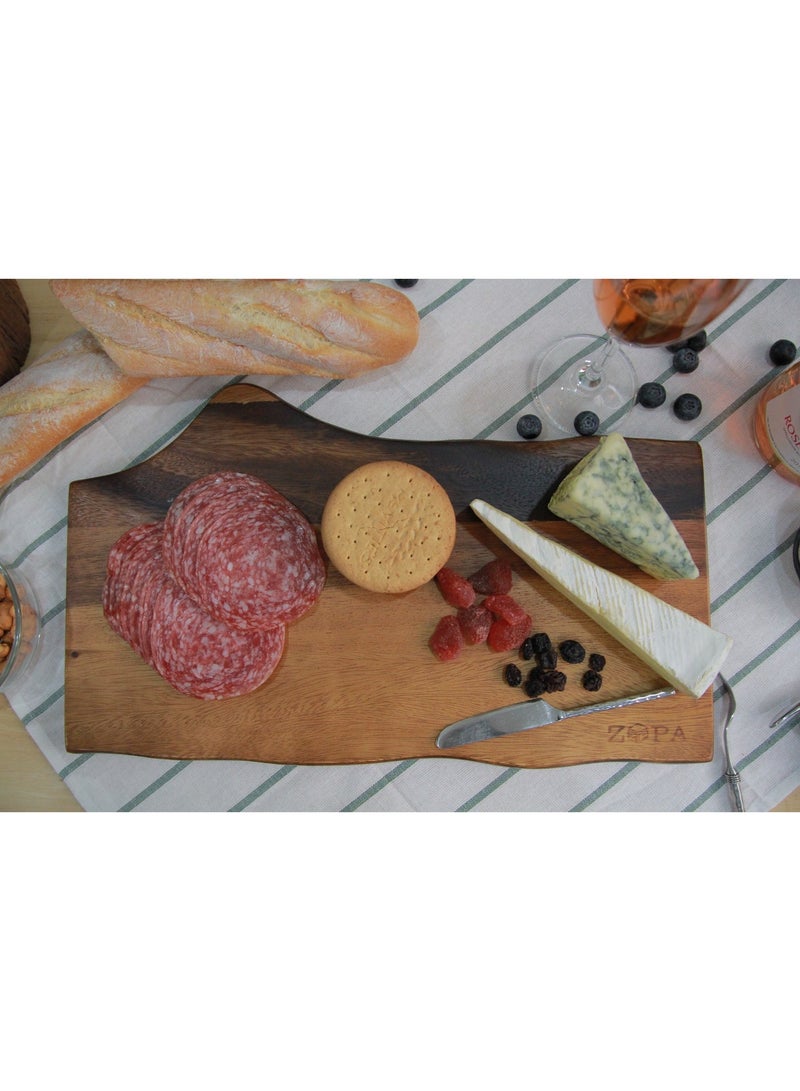 SOFIA REFRIGERATION Wood Chopping Board, Kitchen Chopping Board, Acacia Wood Free Form Cutting Board for Plating, Appetizers, Charcuterie and Kitchen Prep (25x46x2.5 cm) - Image 2