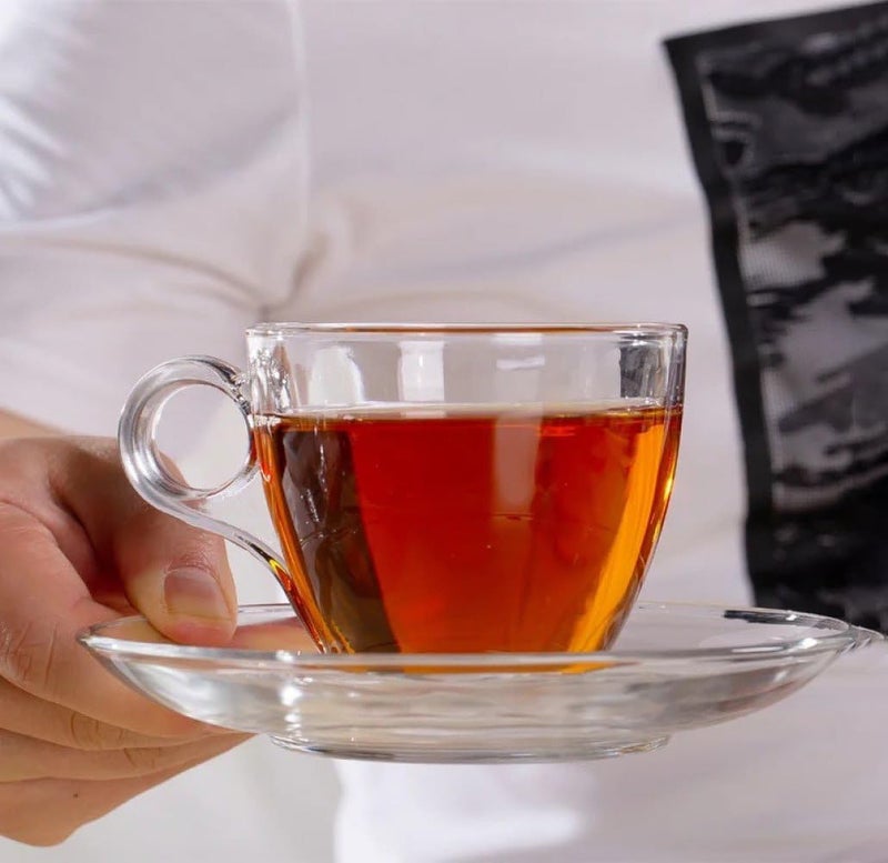 Mevanta Premium Glass Tea Cup and Saucer Set (6 Cups & 6 Saucers - 190 ML) Transparent Cups & Saucer Set For Coffee Herbal Green Tea, Lemon Tea, Espresso, Hot Chocolate,Cappuccino (MSC - 04, Set of 6) - Image 3