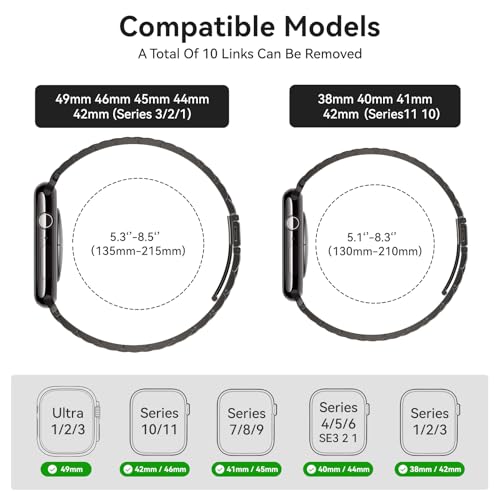 SUNFWR Compatible with Apple Watch Band 44mm 45mm 42mm 46mm 49mm for Men Women, Stainless Steel Metal iWatch Band for Apple Watch Series 11/10/9/8/7/6/5/4/3/2/1/SE/SE2/SE3 Ultra3/2/1 (No case) - Image 2
