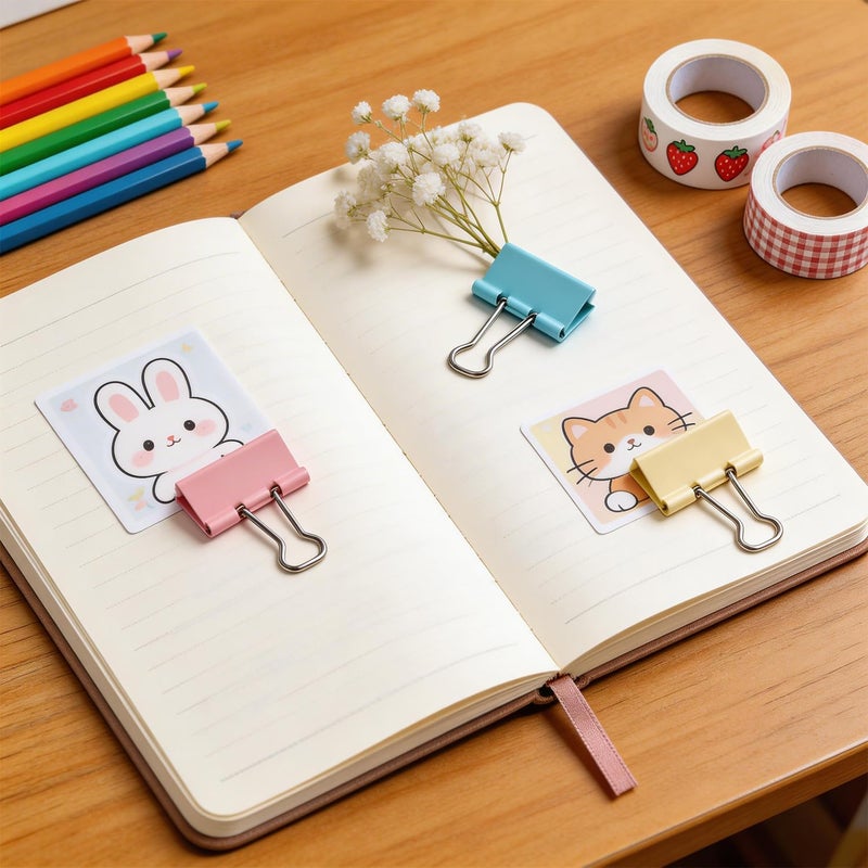 75pcs Binder Clips Colored Bulldog Clips Paper Clips Large Medium Small Metal Paper Clip for Office School Home Shops Document - Image 5