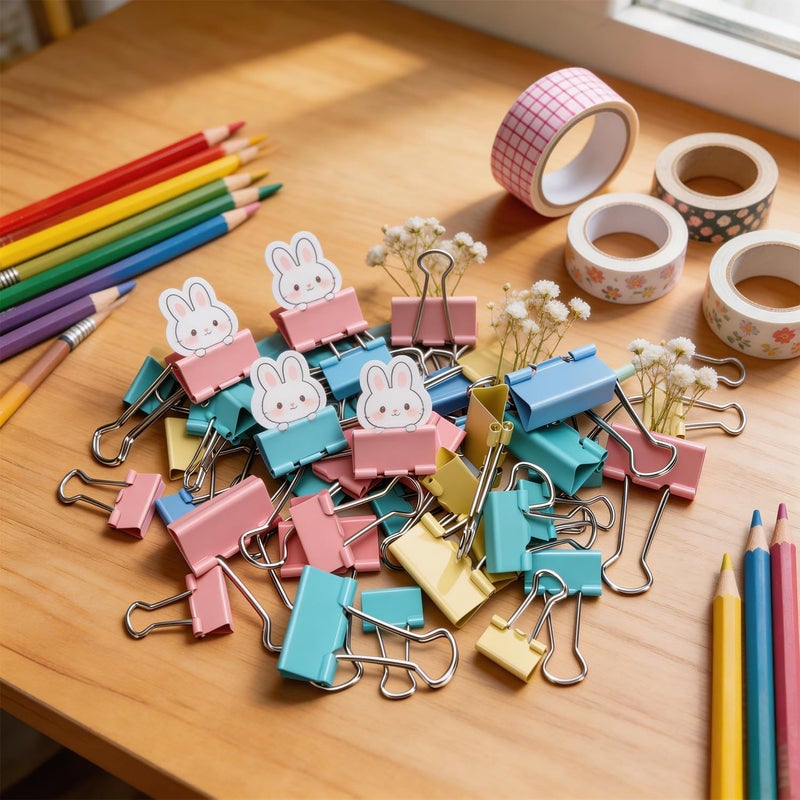 75pcs Binder Clips Colored Bulldog Clips Paper Clips Large Medium Small Metal Paper Clip for Office School Home Shops Document - Image 4