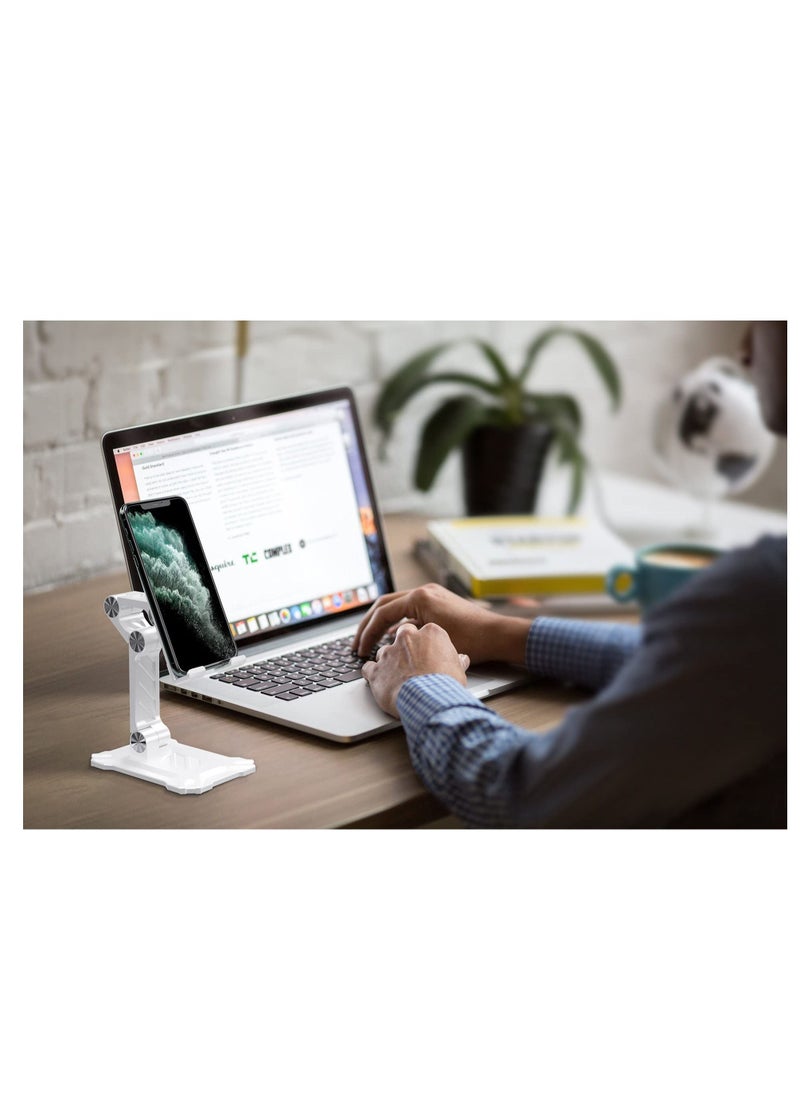 Excefore - Phone Stand for Desk, Foldable Desktop Mobile Phone Stand Angle Height Adjustable, Office Phone Holder Cradle Dock Compatible with 4.7"-13" iPhone/Smartphone/iPad/Tablet - Image 1