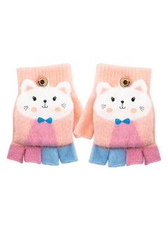 SYOSI Kids Fingerless Gloves, 1 Pairs Winter Warm Convertible Flip Top Gloves Soft Knit Lining and Elastic Cute Cartoon for Kids Boy Girls 7-10 Years  - Image 1