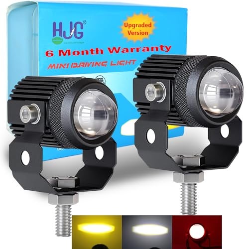 OTO2EYE POWER BY LIU HJG Mini Drive Fog Light Projector Lens Led Bar Light for Car, Bike, Scooty White & Yellow High-Low With Devil Spot Beam Metal Body, Inbuilt Fan (Set of 2 Pcs) - Image 1