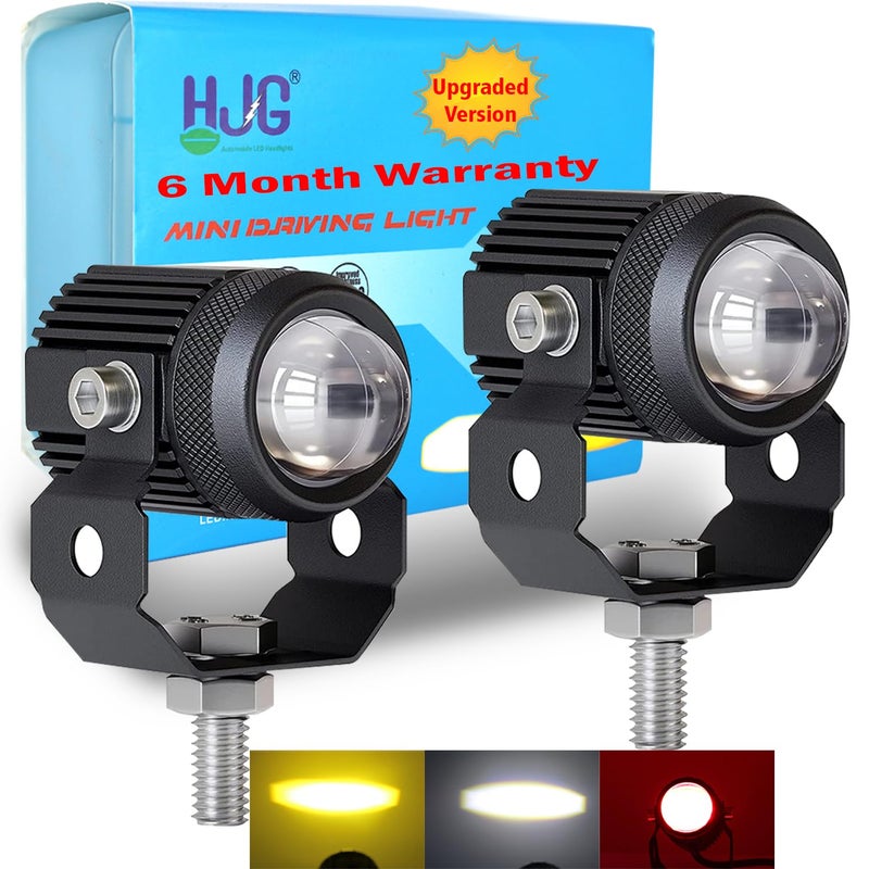 OTO2EYE POWER BY LIU HJG Mini Drive Fog Light Projector Lens Led Bar Light for Car, Bike, Scooty White & Yellow High-Low With Devil Spot Beam Metal Body, Inbuilt Fan (Set of 2 Pcs) - Image 2