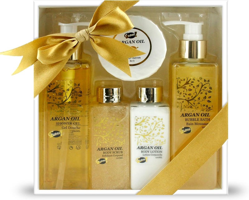 Gloss Argan Oil Bath Gift Set 5 Pcs Gift Box Gift for Woman