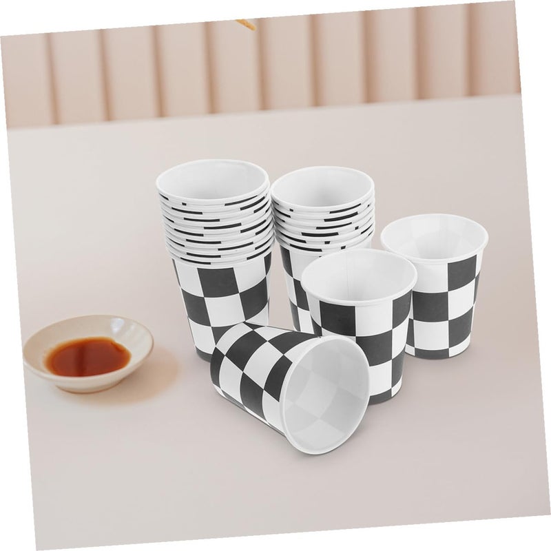 Checkered Pattern Disposable Paper Cups 250ml 40 Pack Racing Theme Party Decorations - Image 5
