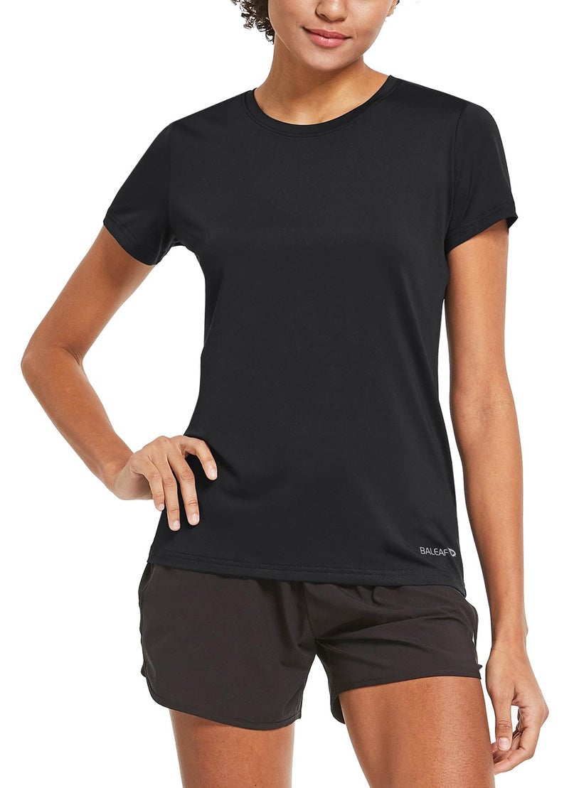 Baleaf تيشيرتات رياضية قصيرة الأكمام للنساء من باليف - Tops رياضية خفيفة الوزن سريعة الجفاف لتدريب اليوغا - لون أسود - مقاس L - Image 2