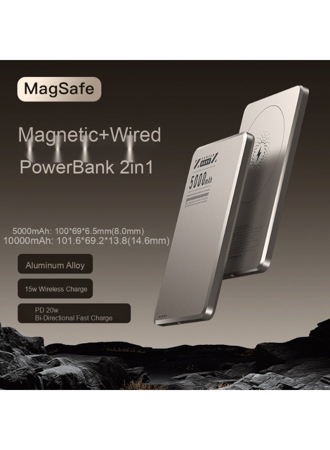 Slim Metal MagSafe Magnetic Wireless Power Bank 5000mAh PD 20W Fast Charging Compact Portable Charger