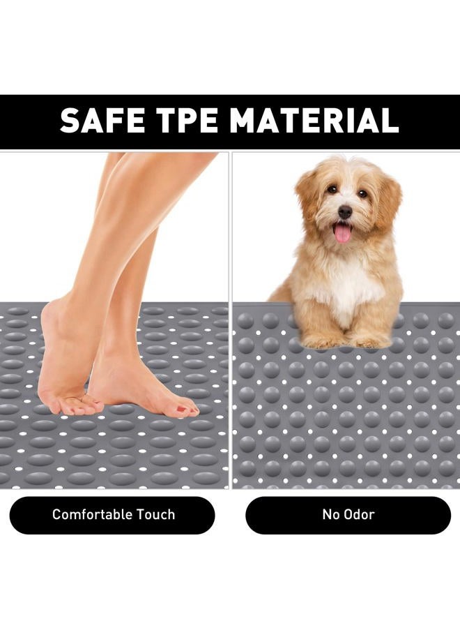 Mofonky Shower Mat Non Slip: 35.4 x 23.6 inch Extra Large TPE Shower Mats - Non Slip Shower Enclosure Mat with Drain Hole and Suction Cup for the Elderly - Image 3