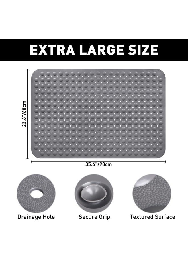 Mofonky Shower Mat Non Slip: 35.4 x 23.6 inch Extra Large TPE Shower Mats - Non Slip Shower Enclosure Mat with Drain Hole and Suction Cup for the Elderly - Image 2