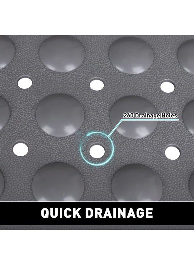 Mofonky Shower Mat Non Slip: 35.4 x 23.6 inch Extra Large TPE Shower Mats - Non Slip Shower Enclosure Mat with Drain Hole and Suction Cup for the Elderly - Image 5