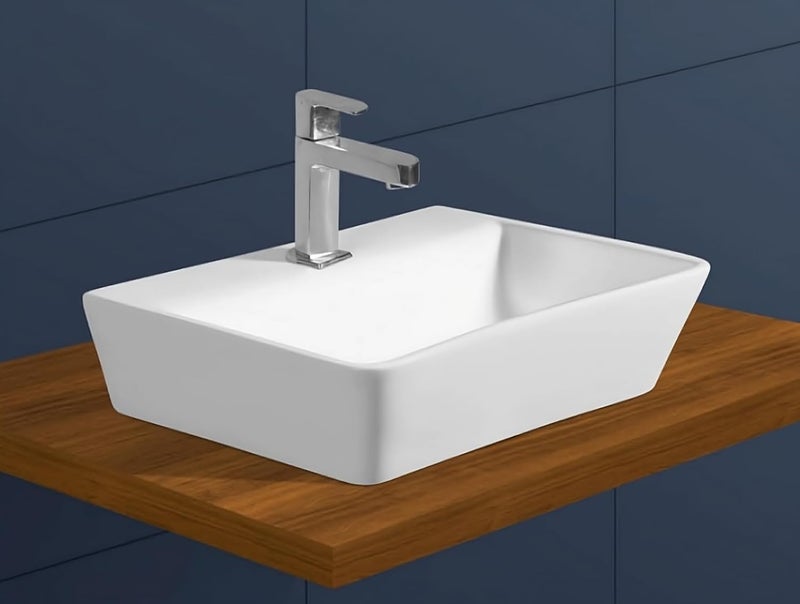 SYON Syon RECTA Premium Ceramic Table Top Wall Hung Wash Basin 18 inch x 14 inch  - Image 3