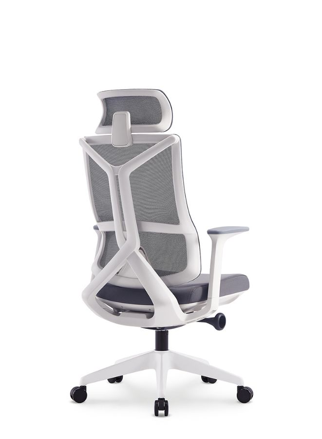 كرسي مكتب مريح عصري مع مسند رأس قابل للتعديل – مسند ذراع ثابت، قفل بثلاث وضعيات، قاعدة نايلون، وعجلات PU - Image 3