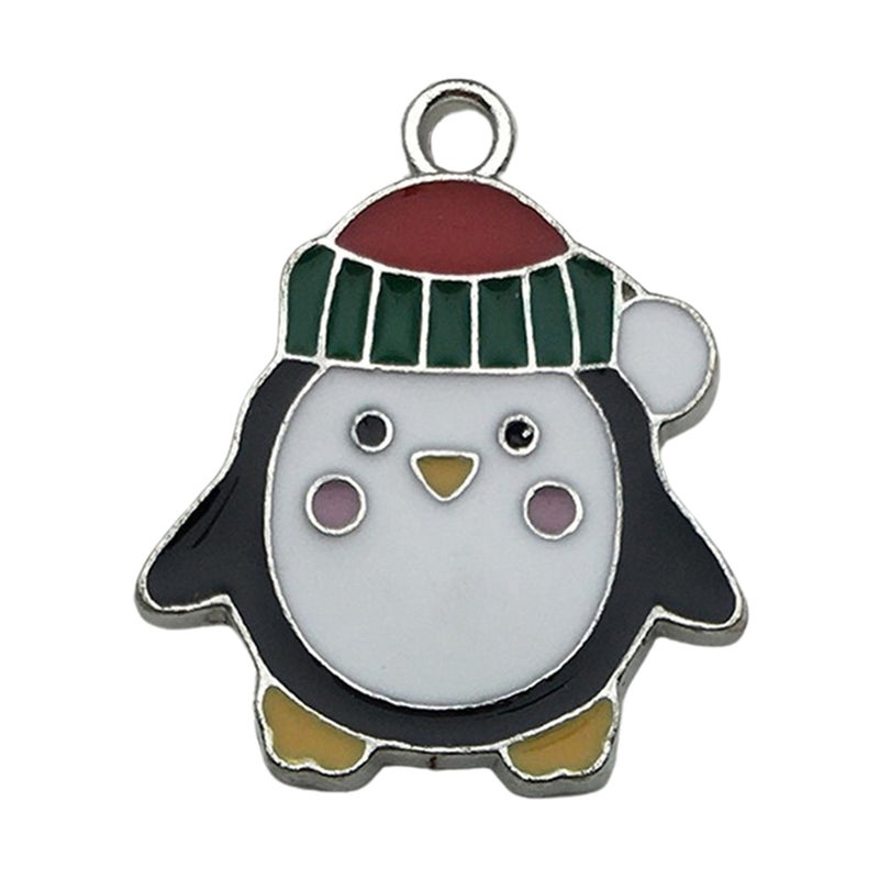 White K Oil Drop Alloy Santa Christmas Tree DIY Earring Pendants Penguin 18x21mm-2.2g-12638