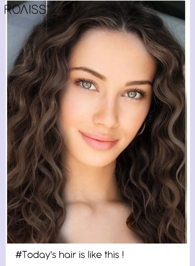 roaiss 4 Pcs Clip in Curly Hair Extensions, Invisible Adjustable Medium Length Synthetic Heat Resistant Hairpieces for Women Girls, Light Brown , 30cm (20 inches) - Image 2