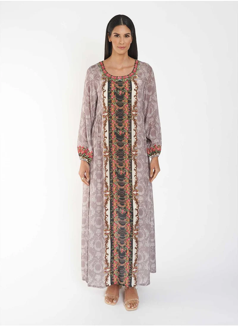 KASHKHA Placement Digital Jalabiya with Panel Handwork