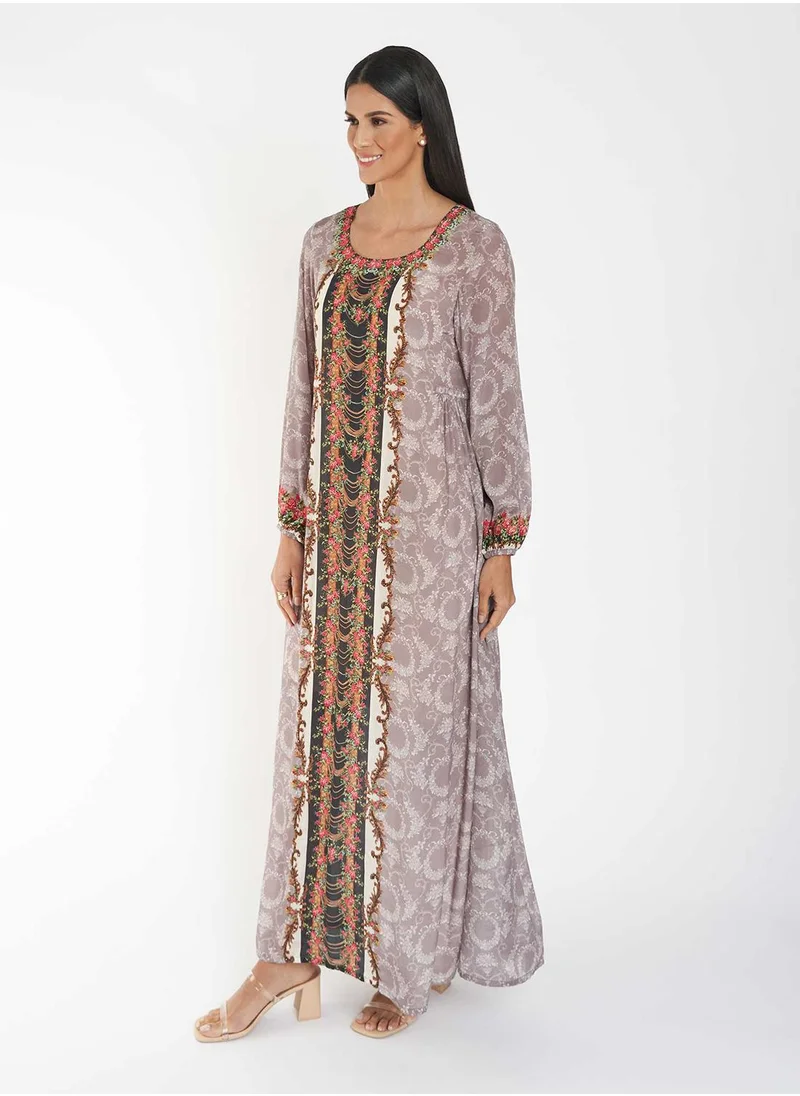 KASHKHA Placement Digital Jalabiya with Panel Handwork