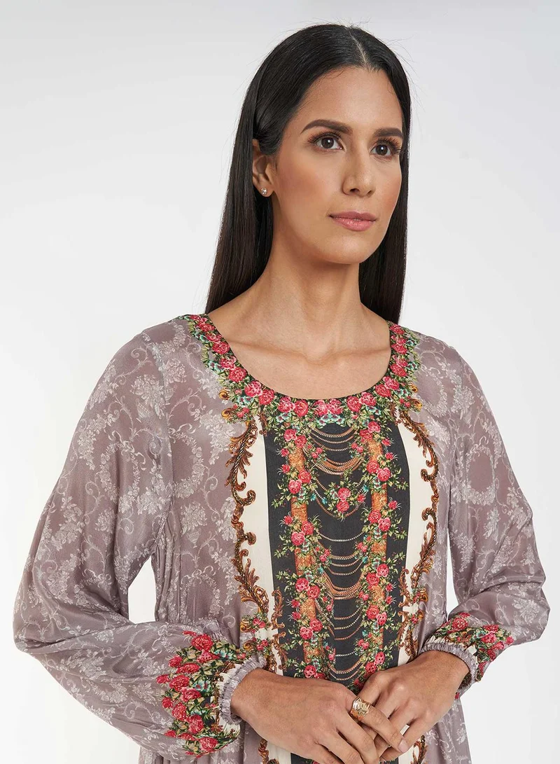KASHKHA Placement Digital Jalabiya with Panel Handwork