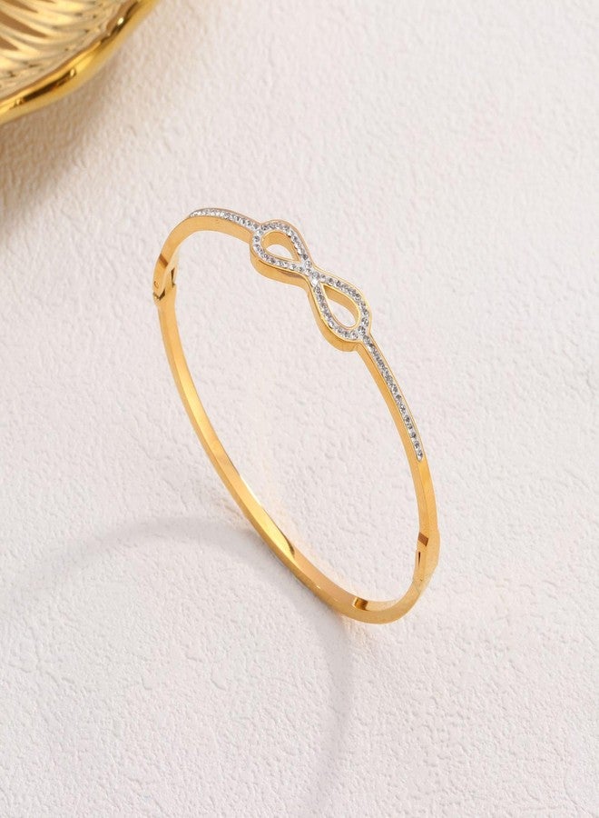 MEENAZ Anti Tarnish Jewellery | Gold Stainless Steel Openable Crystal Bracelet for Women Stylish Infinity | Stone Kada Cuff Bangle Love Friendship Couples Gifts Girls Mother Sister Wife Girlfriend 252 - Image 4