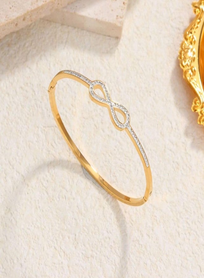 MEENAZ Anti Tarnish Jewellery | Gold Stainless Steel Openable Crystal Bracelet for Women Stylish Infinity | Stone Kada Cuff Bangle Love Friendship Couples Gifts Girls Mother Sister Wife Girlfriend 252 - Image 3