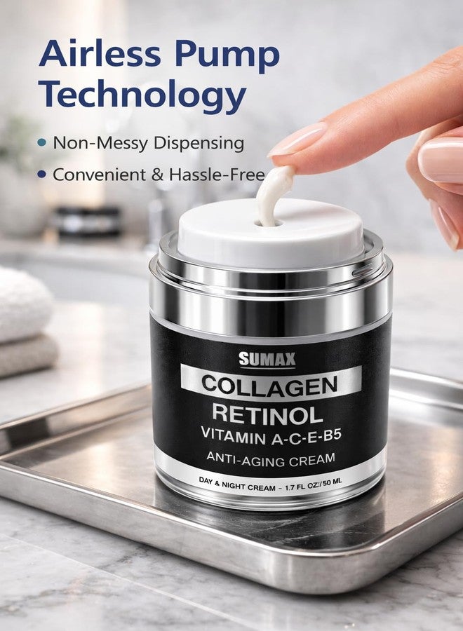 SUMAX Anti Aging Face Moisturizer with Collagen, Retinol, Vitamins & Hyaluronic acid. Moisturizing Face Cream for Women & Men. Day and Night Skin Care for Smoother Looking Skin. Collagen & Retinol Cream - Image 4